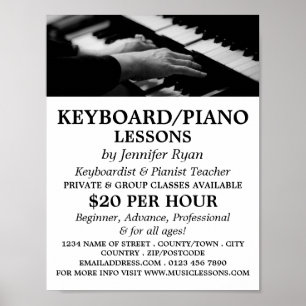 Piano Player, Tangentbord, Piano Lessons Poster