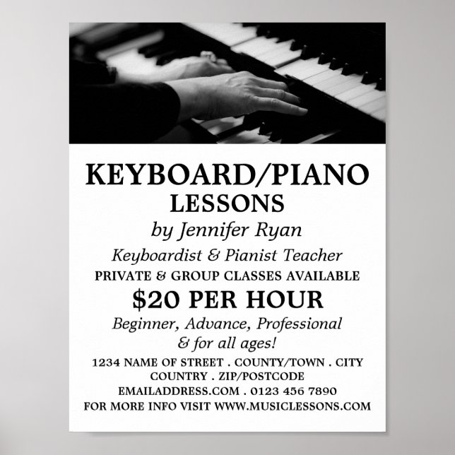 Piano Player, Tangentbord, Piano Lessons Poster (Framsidan)