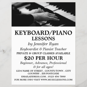 Piano Player, Tangentbord, Piano Lessons Reklamblad