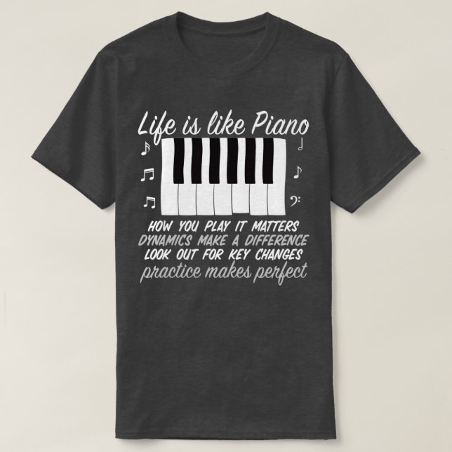 Piano Player Teacher Gift Tangentbord Nycklar Musi T Shirt (Design framsida)