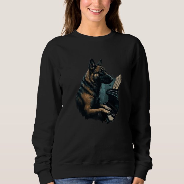 Piano playing Belgian Malinois T Shirt (Framsida)