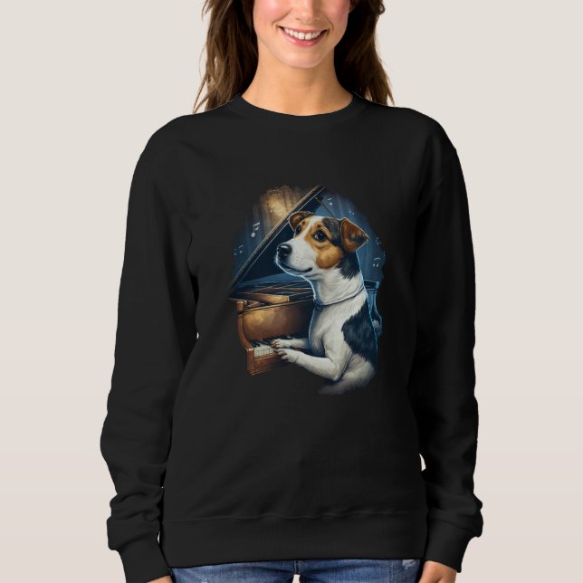 Piano playing Jack Russell Terrier T Shirt (Framsida)