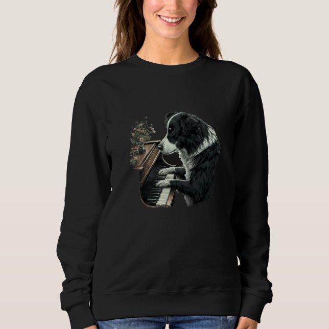 Piano playing mom Border Collie T Shirt (Framsida)