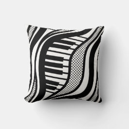 Piano Polka Vågar Pillow - Black & White Music Kudde