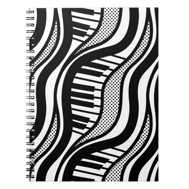 Piano Polka Vinkar bärbar dator - Musical Black &  Anteckningsbok (Framsidan)