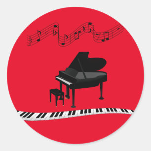 Piano, populärt musikaliskt dekal runt klistermärke