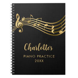 Piano Practice Guld Musik noter Lacher&Studenter Anteckningsbok
