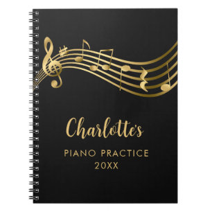 Piano Practice Guld Musik noter Lacher&Studenter Anteckningsbok