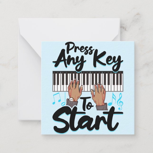 Piano Press any Nyckel to Star Pianist Student Tea Anteckningskort (Framsida)
