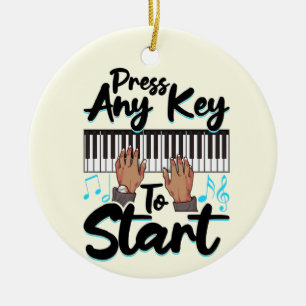 Piano Press any Nyckel to Star Pianist Student Tea Julgransprydnad Keramik
