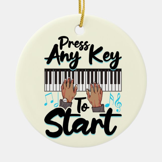 Piano Press any Nyckel to Star Pianist Student Tea Julgransprydnad Keramik (Framsidan)