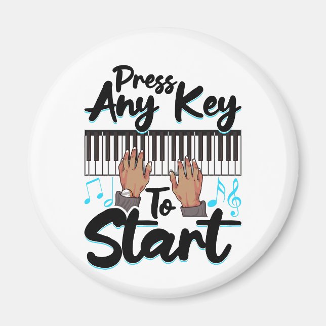 Piano Press any Nyckel to Star Pianist Student Tea Magnet (Framsidan)