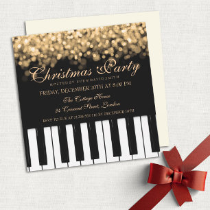 Piano Pub jul Party Guld Ljus Inbjudningar