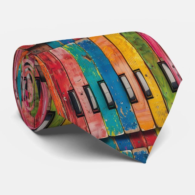 Piano Rainbow Neck Tie Slips (Rullad)