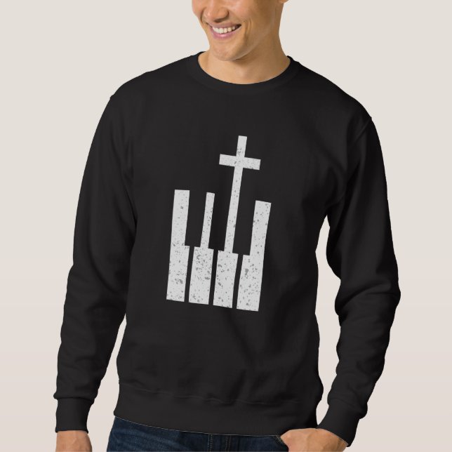 Piano religion musiker lång ärmad tröja (Framsida)