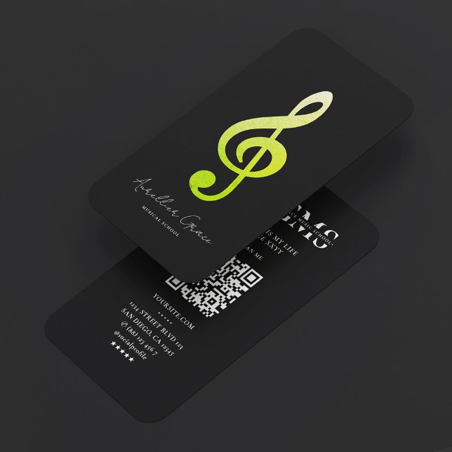 Piano Röstcoach Musiker Grön Musiknot Visitkort (Modern Black Green Musical Note Business Card
)