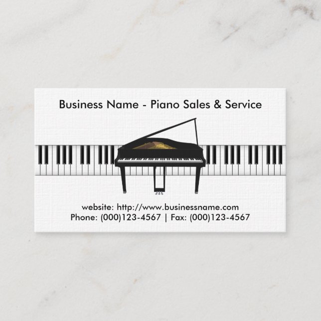 Piano Sales-Affärskort: Piano 3D-modell Visitkort (Framsida)