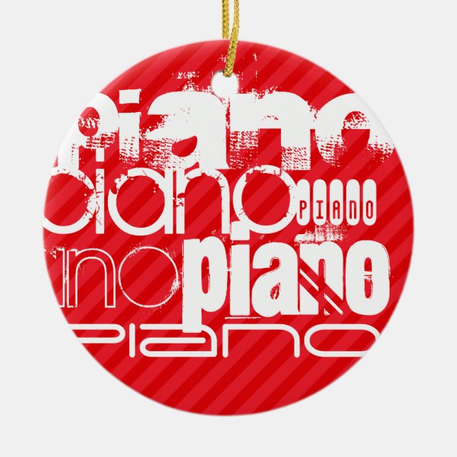 Piano; Scarlet Red Rand Julgransprydnad Keramik (Framsidan)