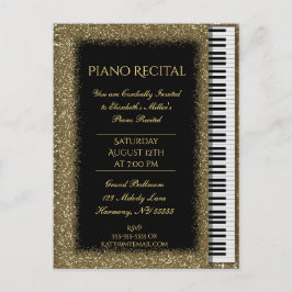 Piano Skäl Guld Glitter Baby Grand Inbjudan Vykort