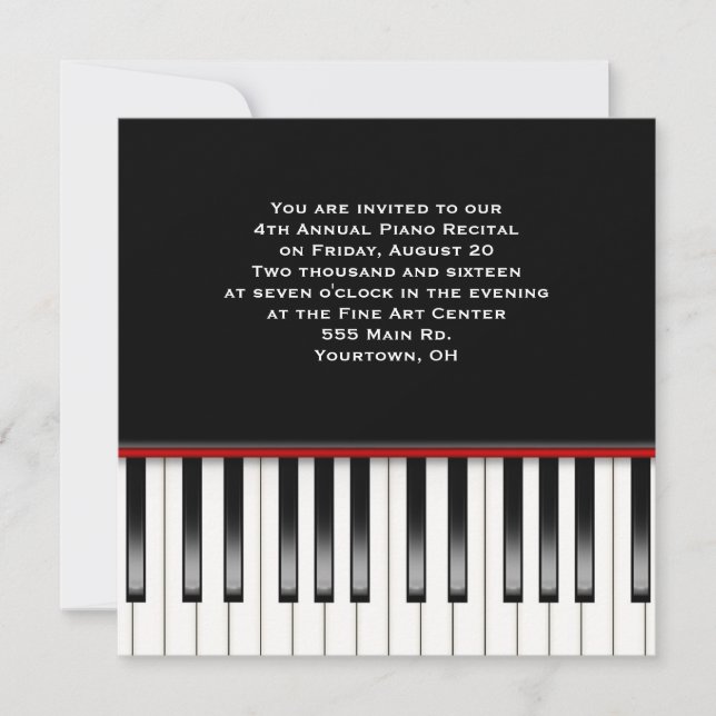 Piano Skäl Tangentbord Inbjudningar (Framsida)