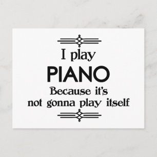 Piano - Spelar Själv Rolig Deco Musik Vykort