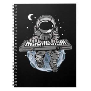 Piano Spelare Astronaut Musik Instrument Kosmonaut Anteckningsbok