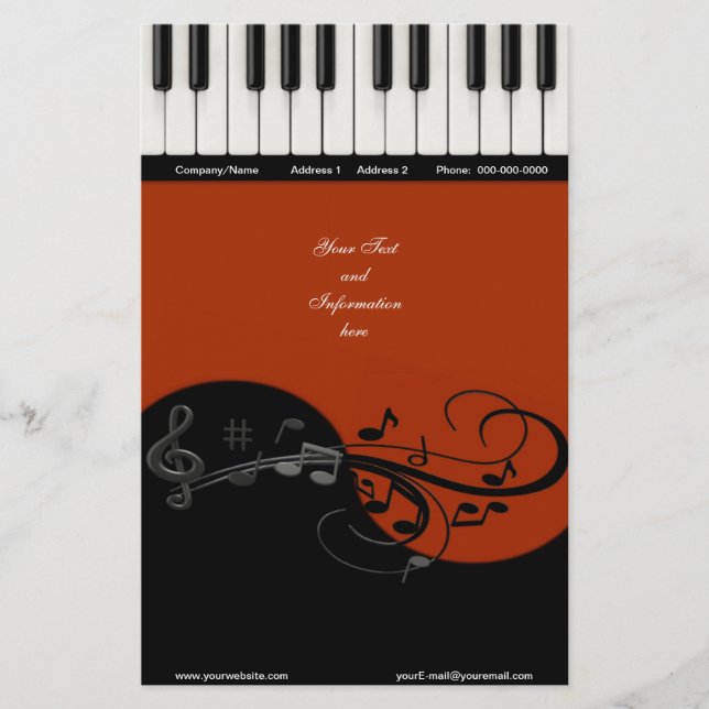 Piano Stationery Brevpapper (Framsida)