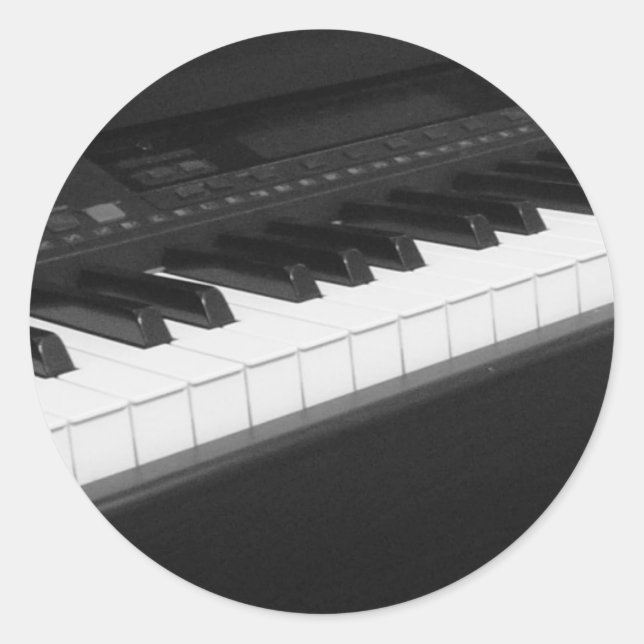 Piano Sticker Runt Klistermärke (Framsida)