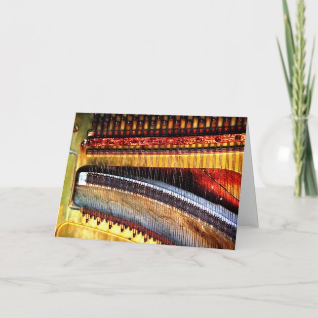 "Piano Strings" Digitalt Altered Rusty Old Piano Kort (Framsida)