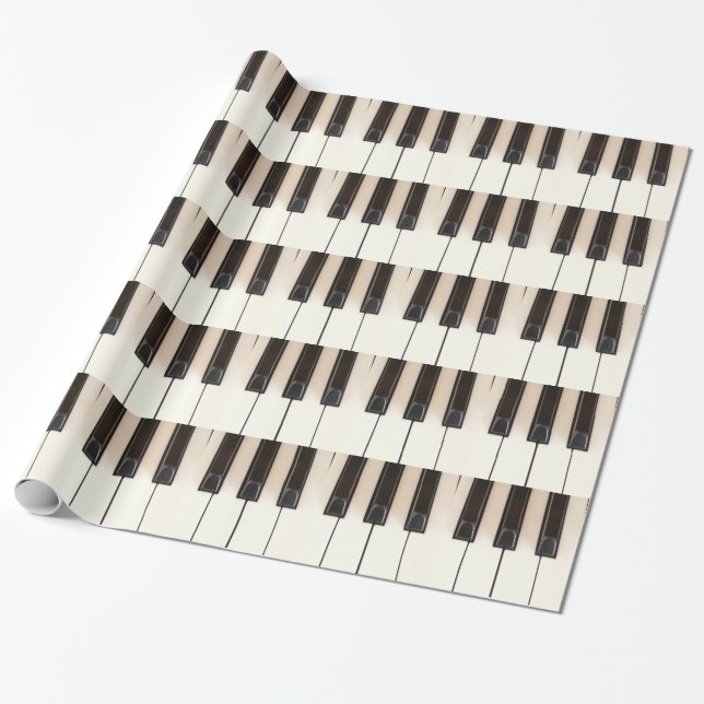 Piano Svarta Vita tangenter Presentpapper (Utrullad)