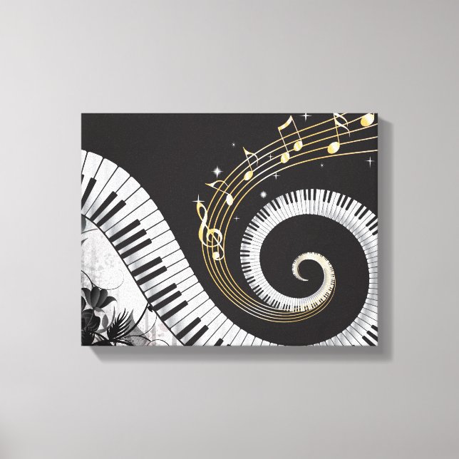 Piano Swirled Nycklar Surreal Music Fantasy Canvastryck (Framsida)