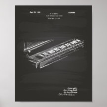 Piano Tangentbord 1925 Patent Art Chalkboard