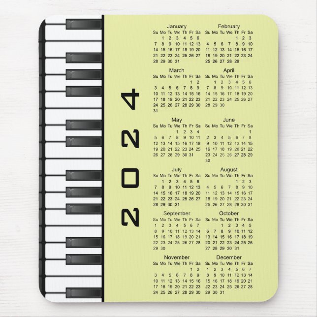 Piano Tangentbord 2024 Calendar Mousepad Musmatta (Framsidan)