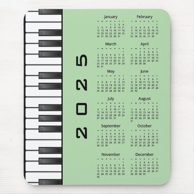 Piano Tangentbord 2025 Calendar Mousepad Musmatta (Framsidan)