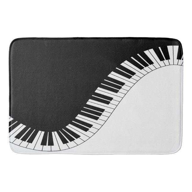 Piano Tangentbord Black and White Music Design Badrumsmatta (Framsidan)