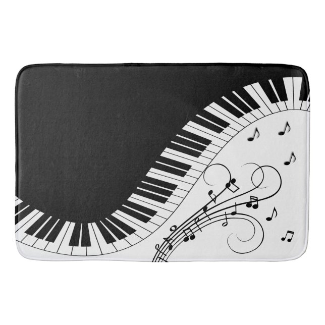 Piano Tangentbord Black and White Music Design Bat Badrumsmatta (Framsidan)