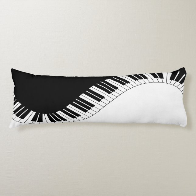 Piano Tangentbord Black and White Music Design Kroppskudde (Framsidan)