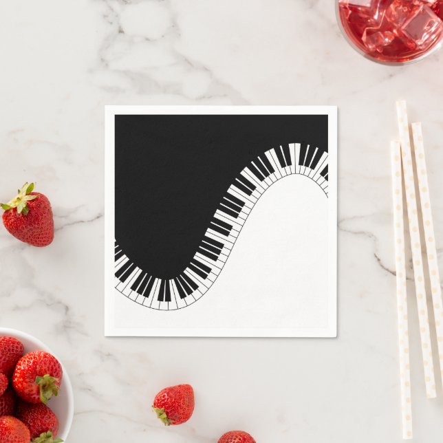 Piano Tangentbord Black and White Music Design Pappersservett (Insitu)