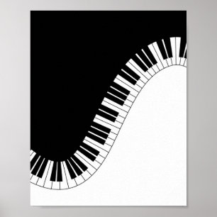 Piano Tangentbord Black and White Music Design Poster