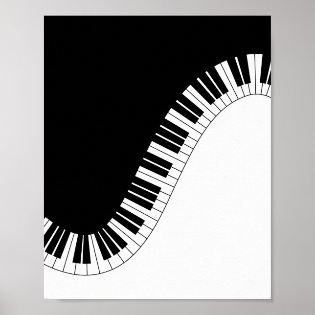 Piano Tangentbord Black and White Music Design Poster (Framsidan)