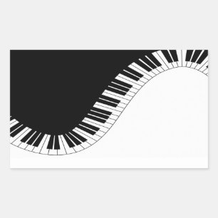 Piano Tangentbord Black and White Music Design Rektangulärt Klistermärke