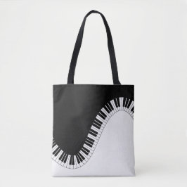 Piano Tangentbord Black and White Music Design Tygkasse