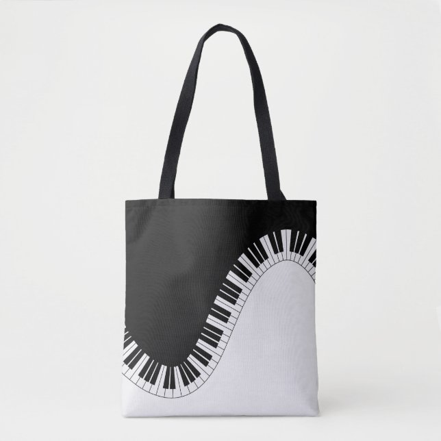 Piano Tangentbord Black and White Music Design Tygkasse (Framsida)