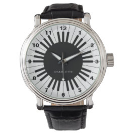 Piano Tangentbord, Black and White Watch Armbandsur