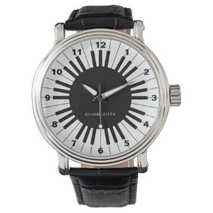 Piano Tangentbord, Black and White Watch Armbandsur