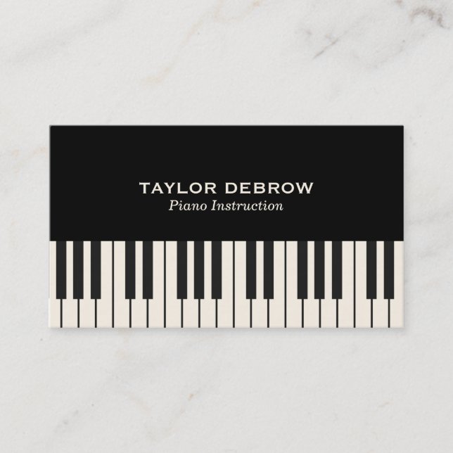 Piano Tangentbord Black & White Modern Sophisticat Visitkort (Framsida)