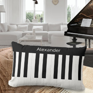 Piano Tangentbord Black White Musical Instrument Lumbarkudde