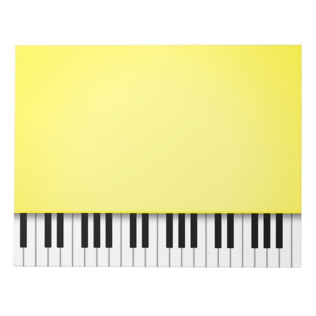 Piano Tangentbord Bright Gult 8.5x11 Music Anteckningsblock (Framsida)