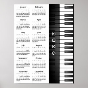 Piano tangentbord Design 2026 Väggkalender Poster
