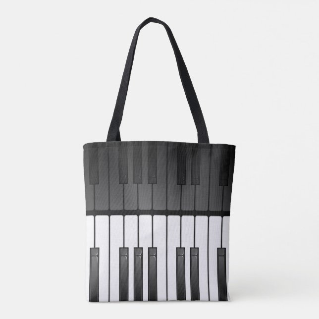 Piano Tangentbord Design Tote Bag Tygkasse (Baksida)